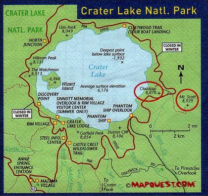 Crater Lake Map